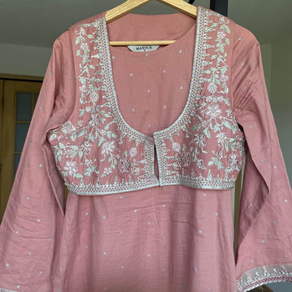 Pink Embroidered Gharara